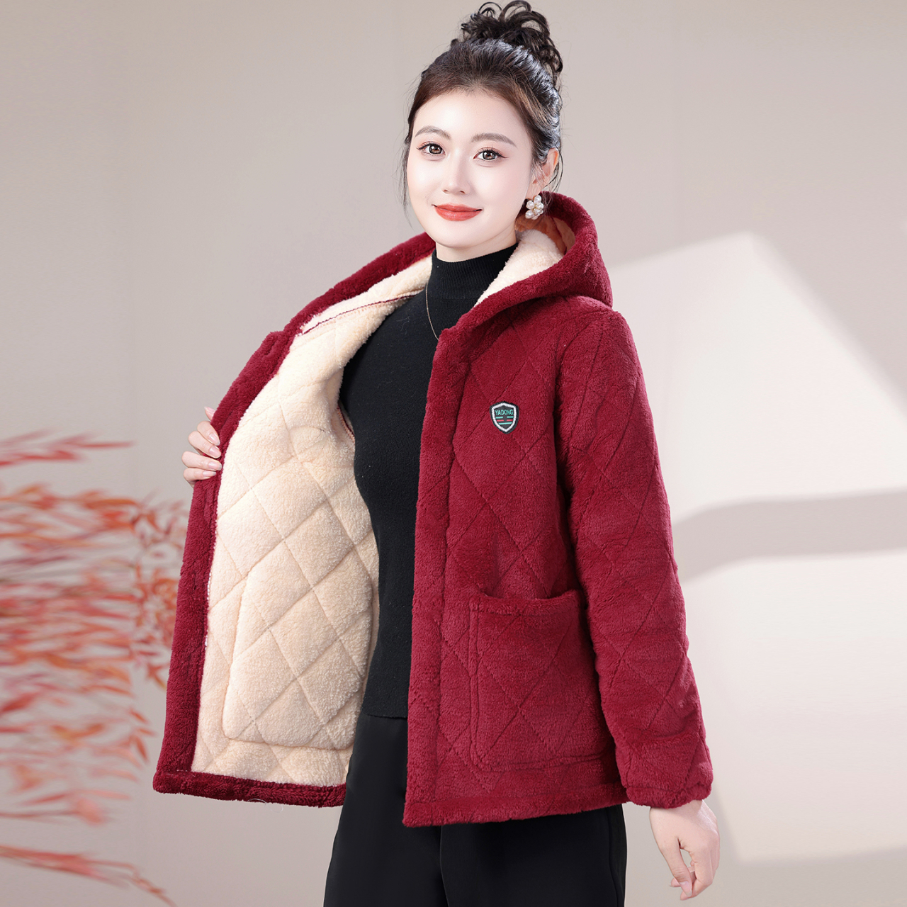 小个子冬季罩衣女新款加绒加厚特厚棉衣短款2025秋冬宽松时尚外套