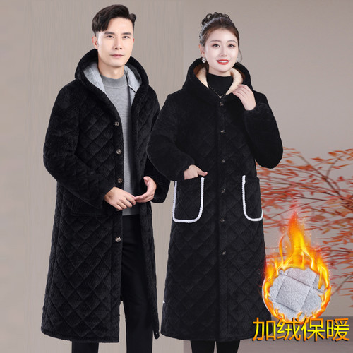 男女加长款冬季新款保暖棉衣