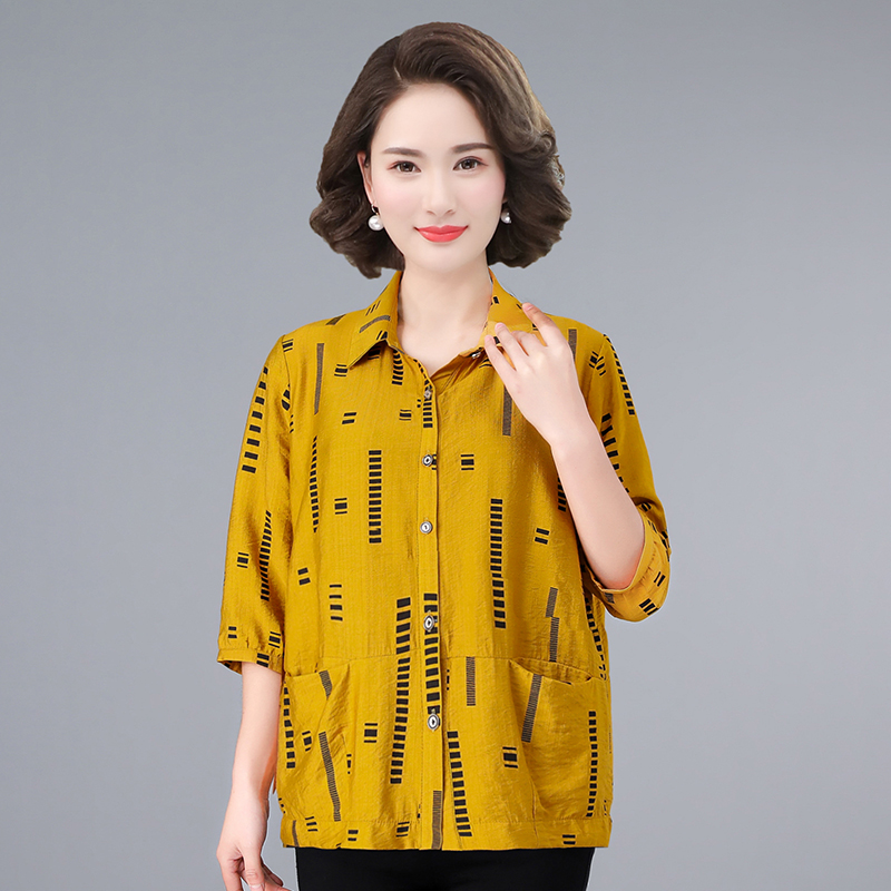 中年女装妈妈纯棉短袖大码胖妈妈夏装中老年t恤女夏宽松中袖上衣
