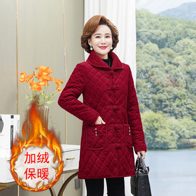 中长款加绒加厚保暖棉衣盘扣洋气