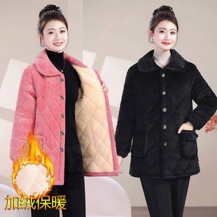 加厚加绒棉服女冬季新款妈妈装短款棉袄保暖修身百搭外套上衣女装