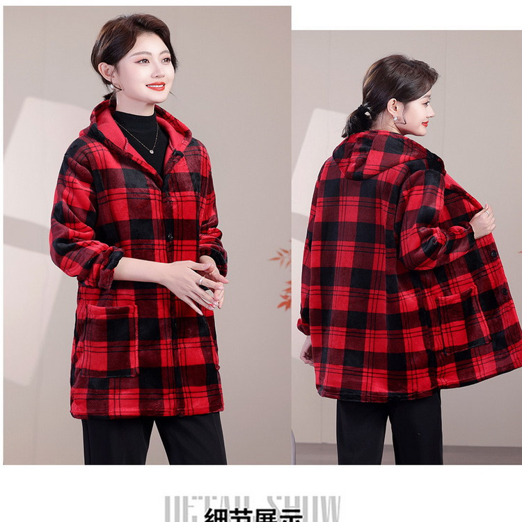 秋冬新款格子连帽双面绒外套中老年女士防脏防尘妈妈围裙罩衣女,家庭/个人清洁工具,围裙,淘宝优惠券,粉丝福利购,淘宝优惠卷