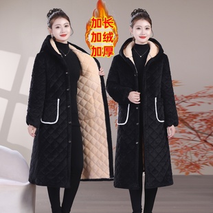 冬季女士工作服家居服保暖棉服加绒加厚棉衣休闲大褂加长过膝罩衣