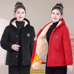 小个妈妈装加绒加厚保暖棉衣外套女冬季新款时尚短款保暖棉服罩衣