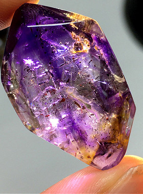 推荐紫水晶超七幻影紫发晶水胆闪灵钻原石骸骨干权杖原矿饰品摆件