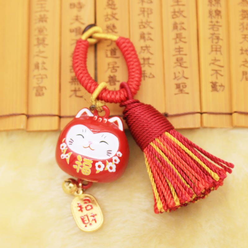 仿宋锦四叶草车挂双面招财