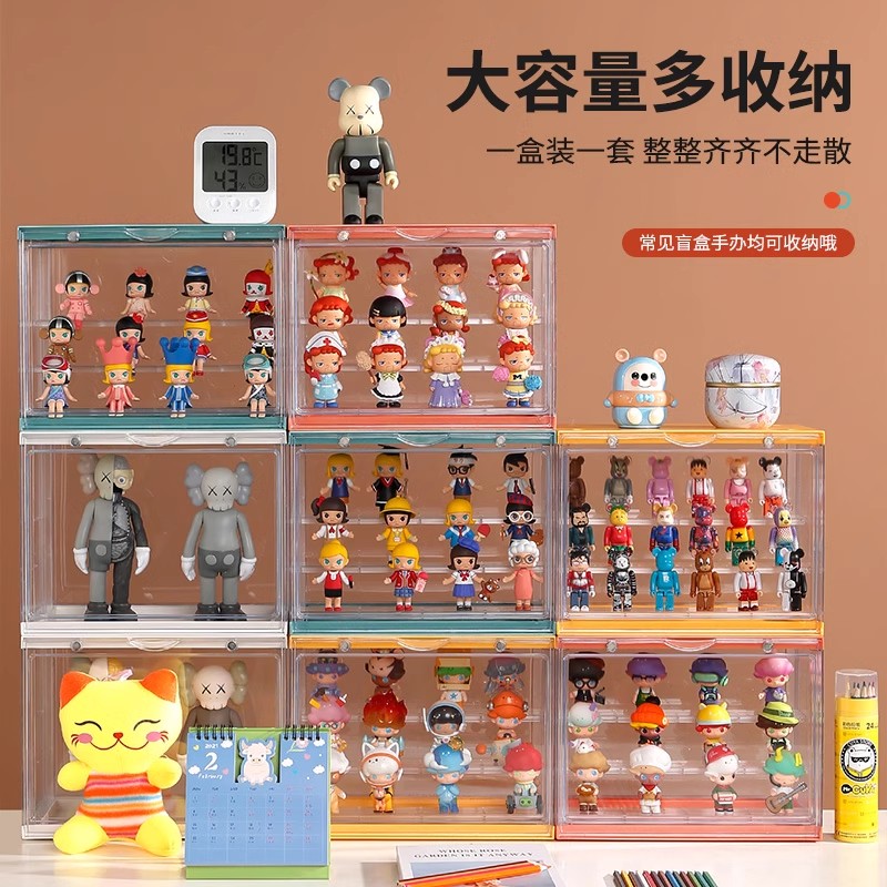 加厚4层盲盒展示架磁吸开门防尘