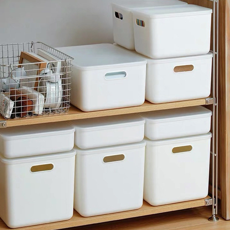 加厚桌面收纳盒带盖子厨房衣服杂物化妆品塑料整理箱储物置物筐子,收纳整理,桌面收纳盒,淘宝优惠券,粉丝福利购,淘宝优惠卷