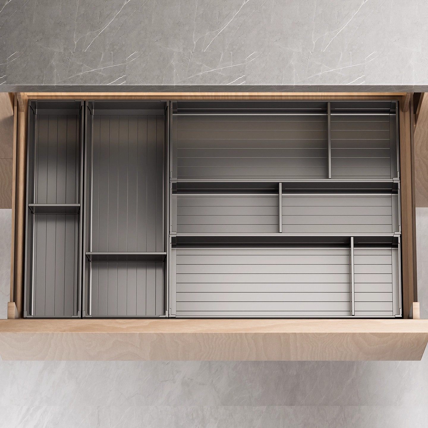 太空铝厨房抽屉内置分隔收纳盒长方形分格整理盒筷子刀叉餐具收纳,收纳整理,桌面收纳盒,淘宝优惠券,粉丝福利购,淘宝优惠卷