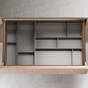 太空铝厨房抽屉内置分隔收纳盒长方形分格整理盒筷子刀叉餐具收纳