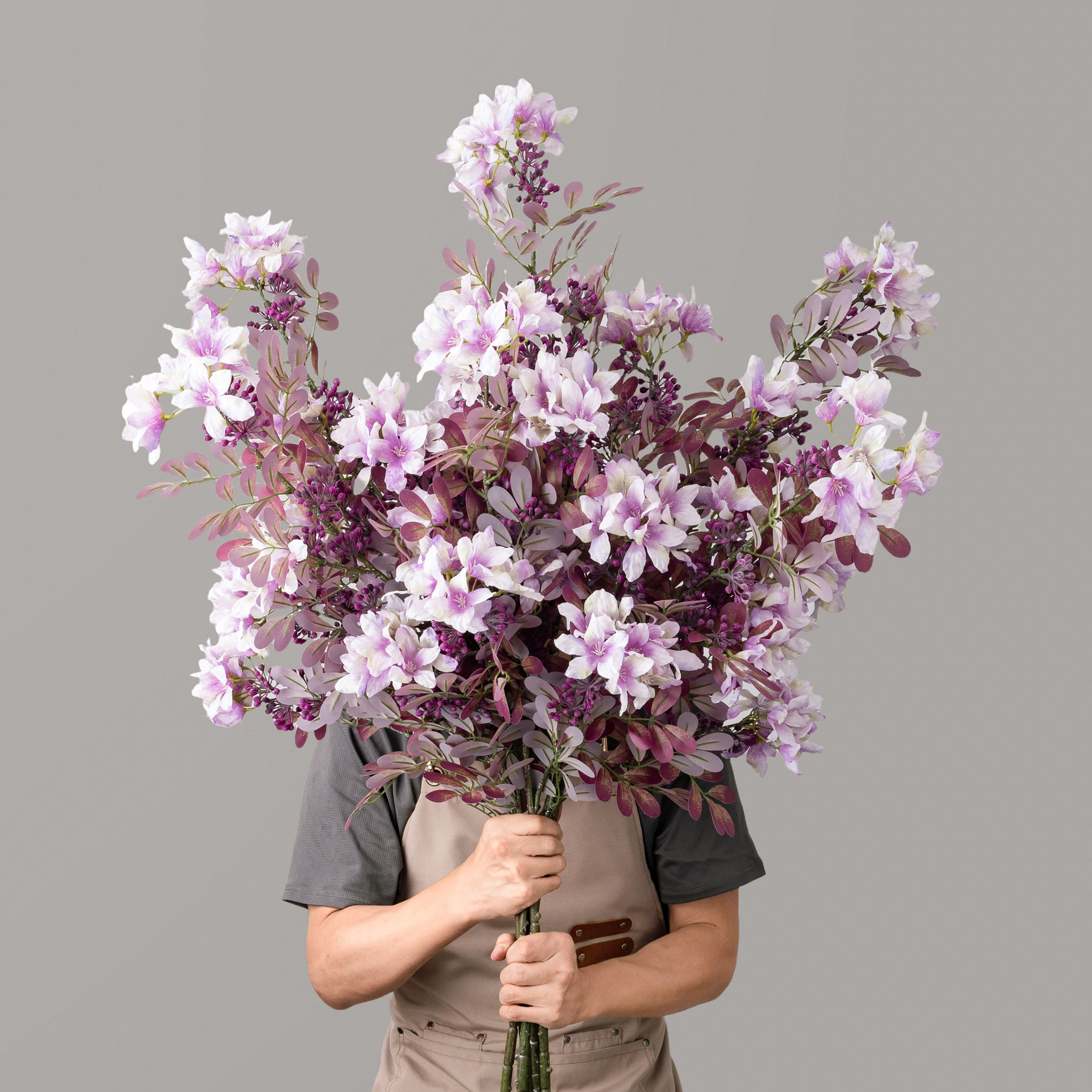 仿真花假花绢花礼堂吊顶花艺户外婚礼绢花紫紫罗兰大枝拍摄道具紫