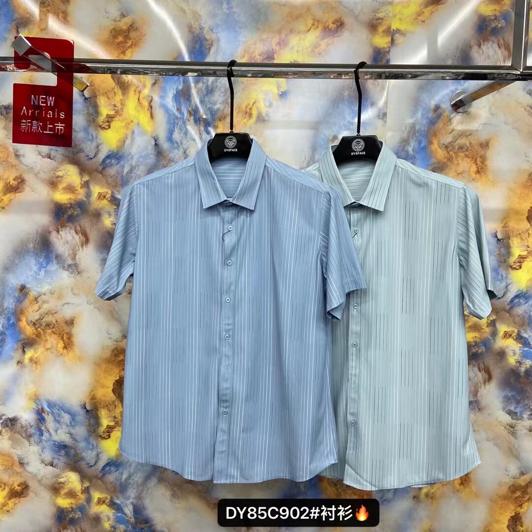 达依空间胖子精品男装加肥加大夏季薄款条纹弹力衬衫大衬衫85C902