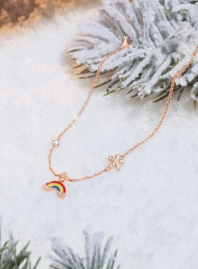 摩天轮女纯银滴胶彩虹原创手链