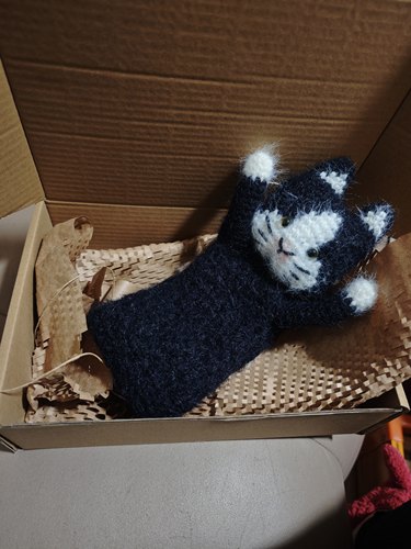 手工钩织可爱羊毛奶牛猫蓝白雪花纱儿童成人围巾围脖猫咪实拍成品