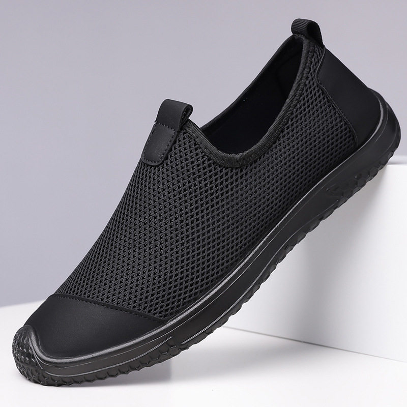2025夏季网鞋男士镂空透气洞洞鞋一脚蹬黑色爸爸工作鞋老北京布鞋,流行男鞋,网面鞋,淘宝优惠券,粉丝福利购,淘宝优惠卷