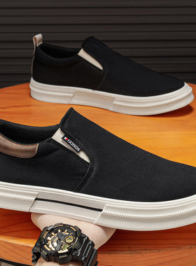 2026春夏老北京布鞋男一脚蹬软底防滑帆布鞋透气休闲鞋百搭板鞋
