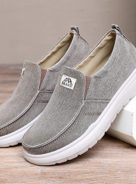 2025春季老北京布鞋男时尚休闲鞋懒人一脚蹬爸爸鞋软底防滑运动鞋