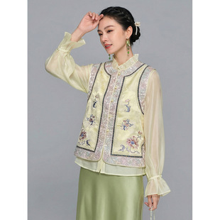 【知合堂】新中式国风刺绣绣花马甲女2026春季新款圆领设计感背心