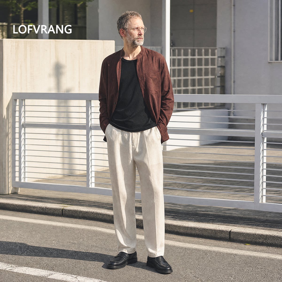 老钱风静奢系列男士亨利领衬衫