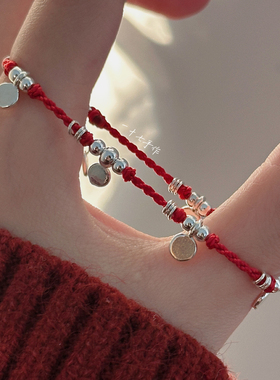 纯手工红绳s925银百搭显白手链女