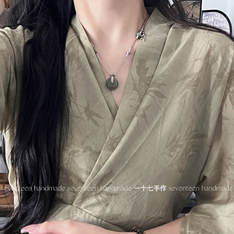 天然和田玉平安扣项链一十七手作