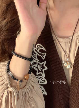 一十七手作新中式黑檀木双圈手链