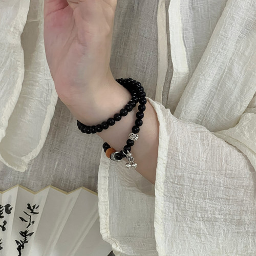 天然黑檀木原创好运锦鲤手串