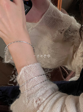 一十七手作竹节实心足银手镯