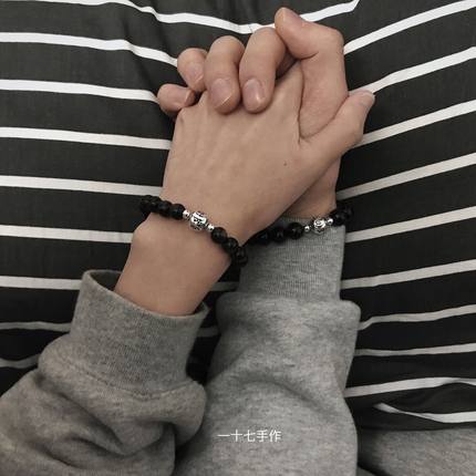 一十七手作  7A级天然 双眼金曜石 s925银六字真言男女情侣手链