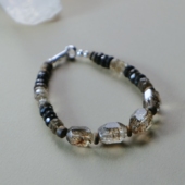 淡秋山 原创设计天然水晶黑金超七托帕石奇楠沉香s925银