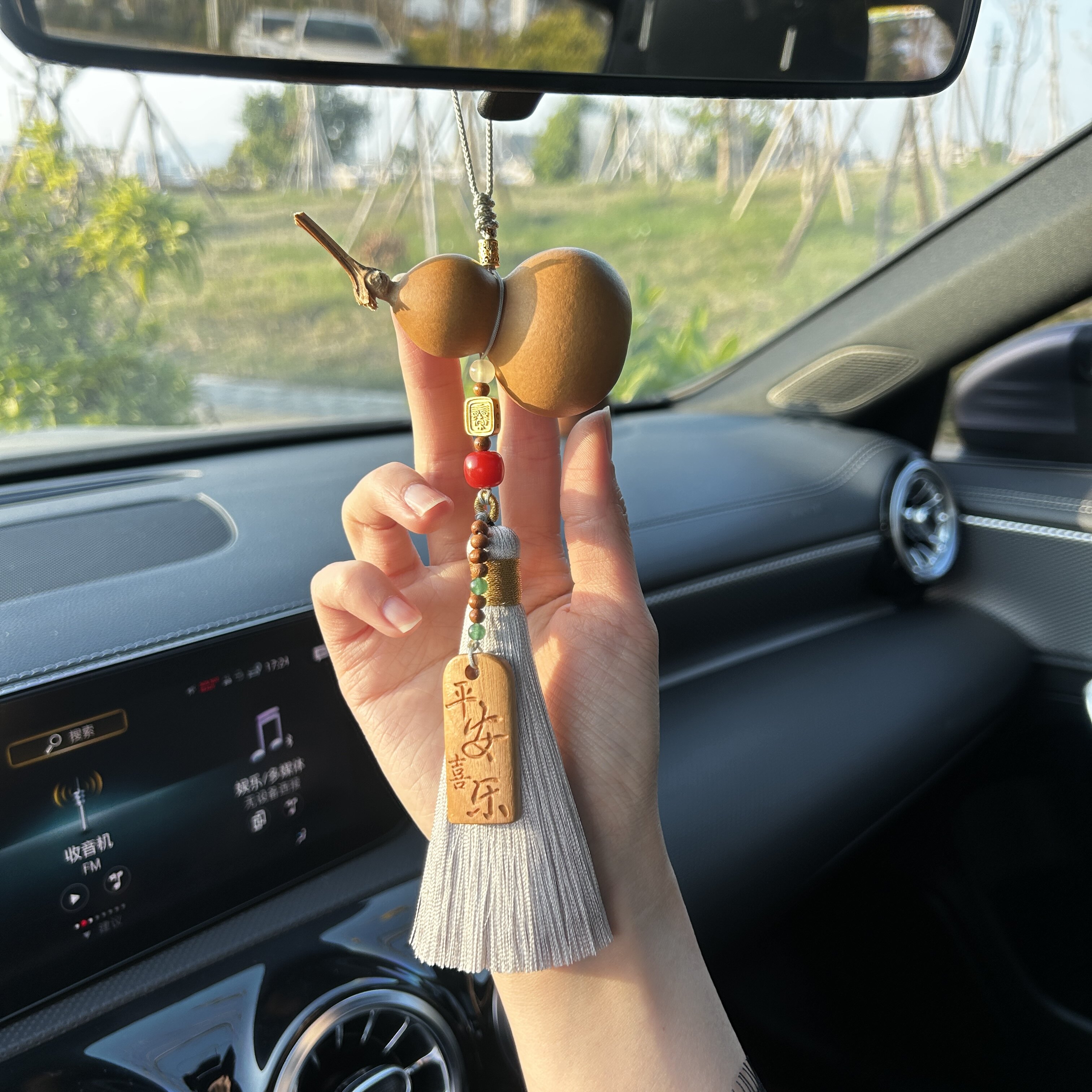 天然葫芦汽车挂件桃木车内吊饰菩提车载后视镜出入平安男女礼物