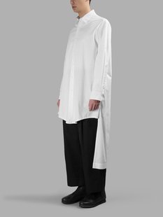 春秋潮流同款超长款前短后长衬衣衬衫演出服ifashion衬衫男长袖