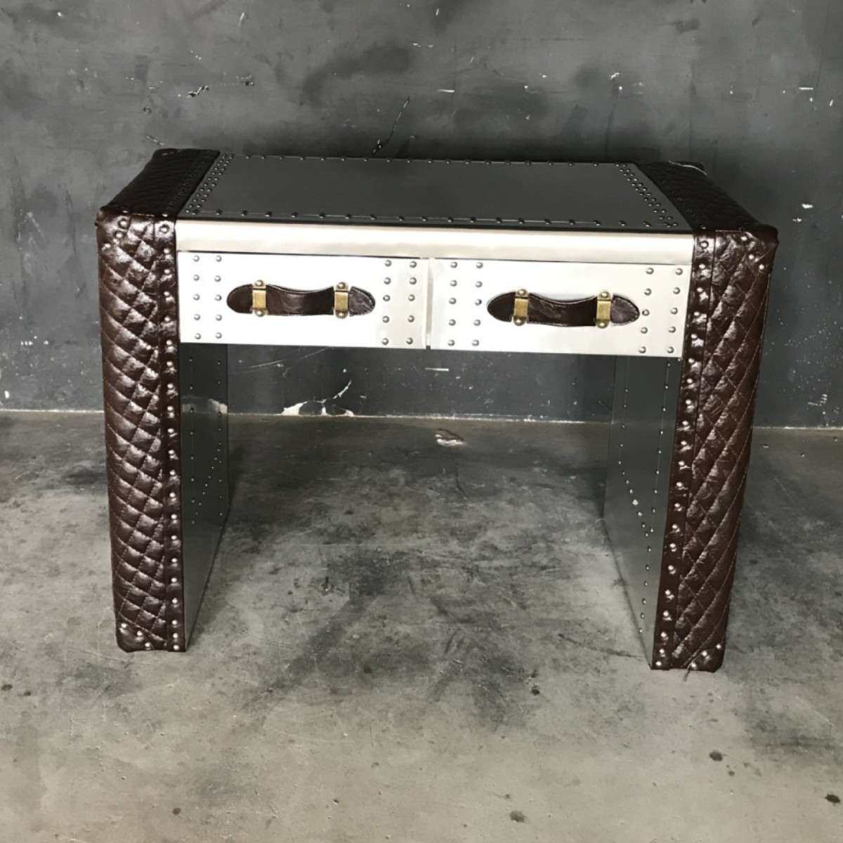 美式工业风格做旧复古太空铝书桌LOFT铝皮电脑桌金属办公台写字台