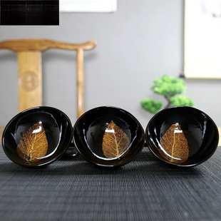 ?吉州窑木叶天目盏建盏主人杯孤品单杯茶杯陶瓷女男士茶盏单个