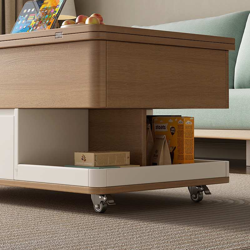 折叠茶几小户型简约多功能升降茶几餐桌一体移动旋转桌子客厅茶几