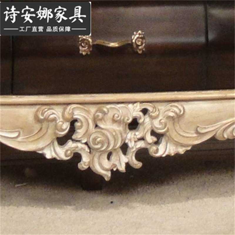 新古典家具 实木雕刻 客厅组合厅柜 带三抽屉矮柜电视柜