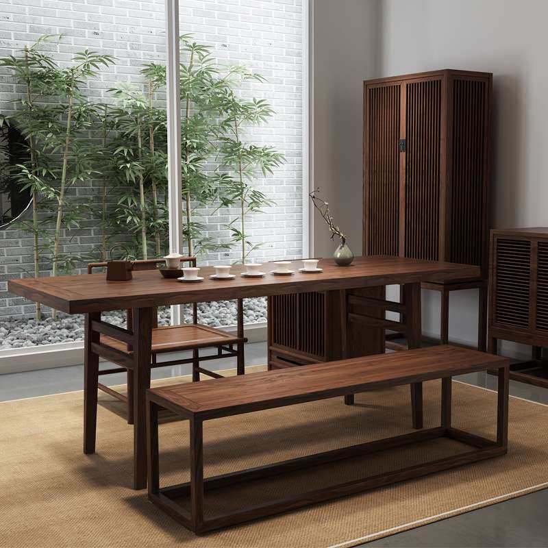 新中式榆木茶桌组合茶台 干泡茶桌客厅茶桌椅组合茶道桌