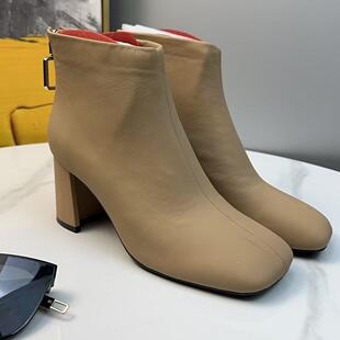 格蕾丝凯莉专柜正品杏色羊皮单里短靴038-1 2/1