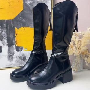 多尔斯曼新款黑色V口显瘦冬季加绒瘦瘦长靴5097B. 3区2/1.4下