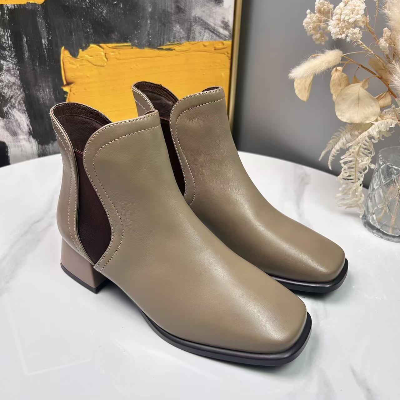 Qbu专柜正品羊皮单里秀气百搭款短靴7A13 2/2