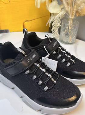 GEOX专柜正品会呼吸的鞋儿童黑色休闲运动鞋J16DLB 2/2