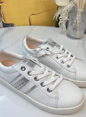 GEOX专柜正品会呼吸的鞋女童白色牛皮板鞋J16EUF 2/2