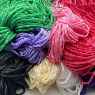 辅料绳子 编织尼龙绳pp绳手提空心束口抽绳彩色勾针绳丙纶绳4mm粗