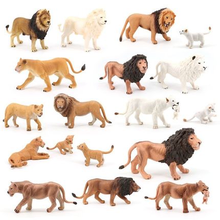 儿童认知玩具仿真野生动物模型实心摆件狮子雄狮公母狮小狮子早教