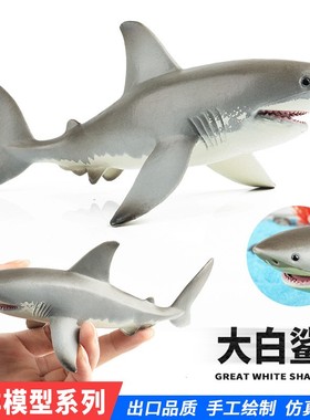 仿真动物模型海底生物海洋世界鲨鱼巨齿鲨大白鲨虎鲨锤头鲨玩具