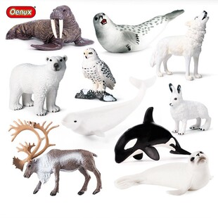 儿童玩家仿真动物模型驯鹿北极熊白鲸雪鸮雪豹虎鲸海狗白狼小海象