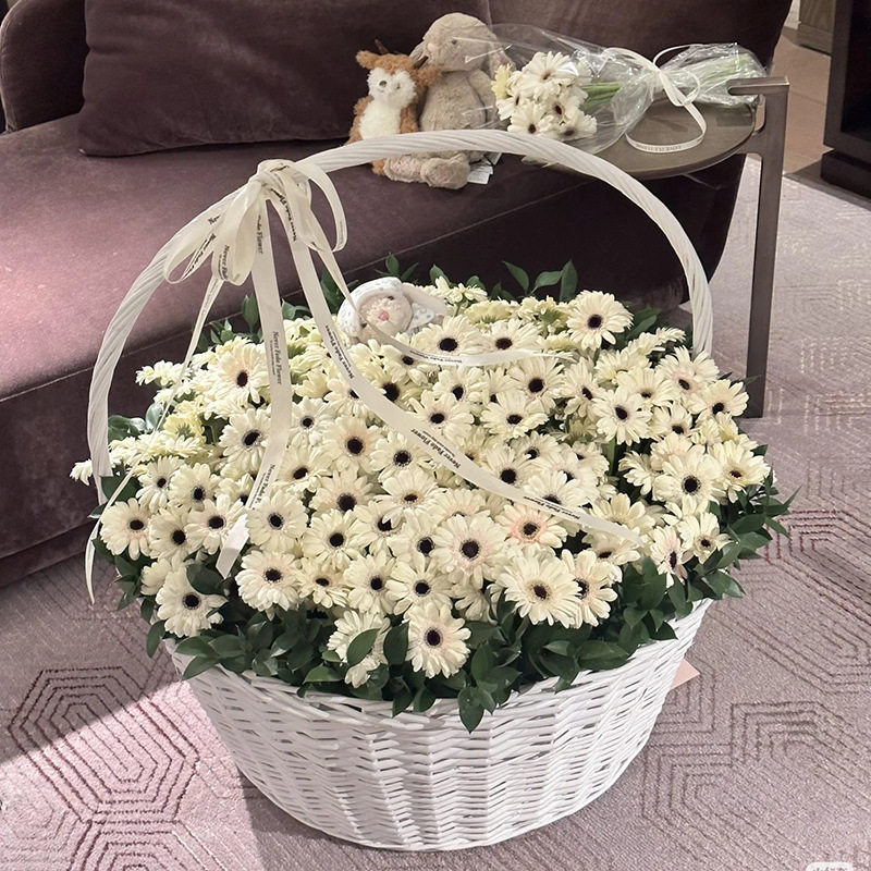 超大编织手提花篮告白永生花篮子