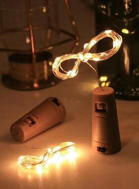 瓶塞灯 AG13纽扣电池led彩灯 圣诞装饰串灯星星铜线灯串 酒瓶塞灯