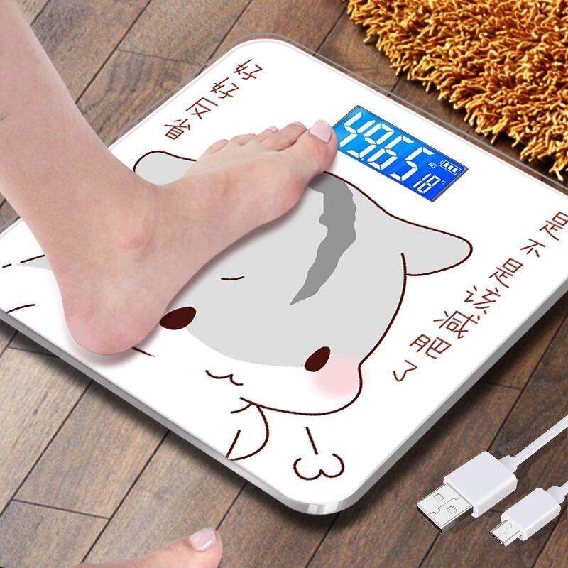 可充电电子称体重秤可爱卡通人体秤家用成人健康称重计器