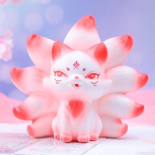 网红九尾狐存钱罐搪胶防摔可存可取储蓄罐摆件夜市摆地摊国潮风